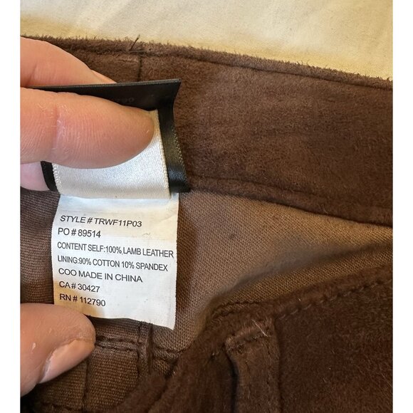 True Religion Women's Casey Lamb Leather Suede Skinny Pants Brown 28 M - Picture 6 of 10